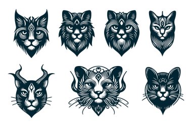 Evcil Kedi Vektörü Siluet Çizimi