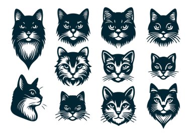 Siyah Çizgili Zarif Kedi Şekil Vektörü