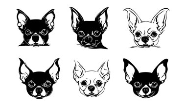Beyaz Arkaplanda Chihuahua Vektör Silueti, Siyah Chihuahua Silueti Vector Illustration, Logo Tasarımı için Chihuahua Köpek Silueti