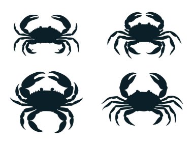 Siyah Yengeç Siluet Vektör İllüstrasyonu