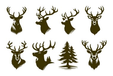 Tişört Tasarımı için Ayrıntılı Geyik Silüeti