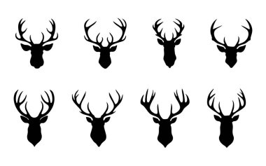 Siyah Geyik Silüeti Vektör İllüstrasyonu