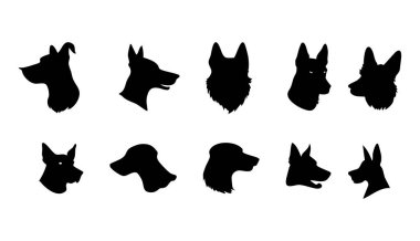 Oturan Köpek Vektörü Silüeti Çizimi