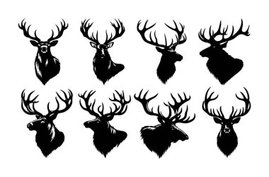 Siluette Gerçekçi Geyik Vektör Tasarımı