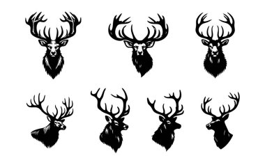 Beyaz Üzerinde Geyik Hayvanı Siluet Vektörü