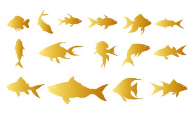 Altın Düz Stil Balık Vektörü Silueti