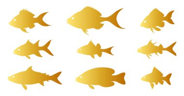 Altın Balık Şekli Siluet Vektör Clipart