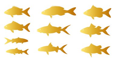 Altın Okyanus Balığı Siluet Vektör Çizimi