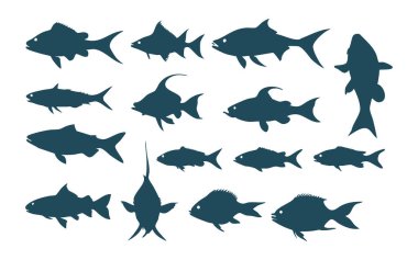 Yüzen Balık Silüeti Vektör Tasarımı