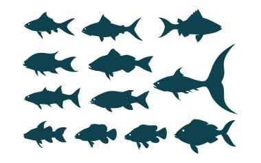 Siluet Biçiminde Basit Balık Vektörü