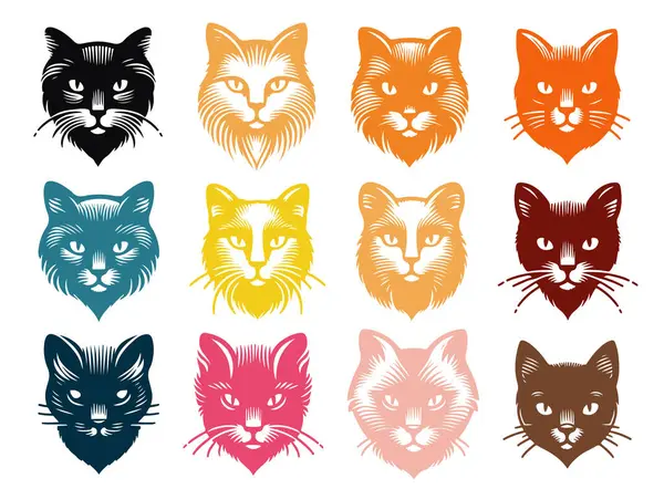 Simgesel Kedi Silüet Vektörü Sunumu