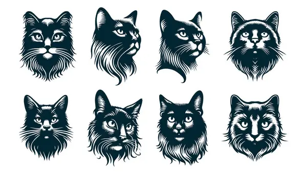 Siluet Biçiminde Kedi Sembol Vektörü