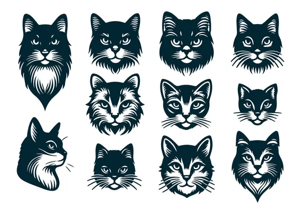 Siyah Çizgili Zarif Kedi Şekil Vektörü