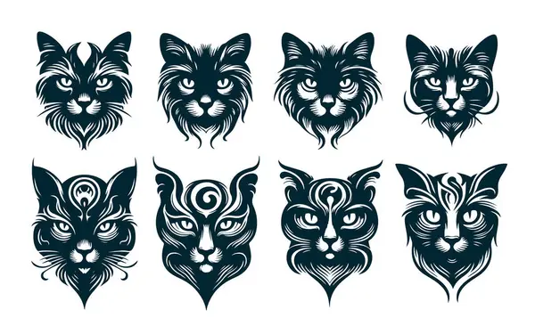 Siyah Kedi Tarafı Görünümü Siluet Vektörü