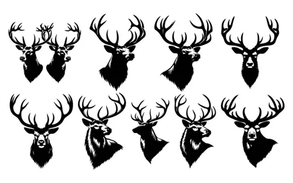 Geyik Vektörü Silueti Beyaz Arkaplanda İzole Edildi