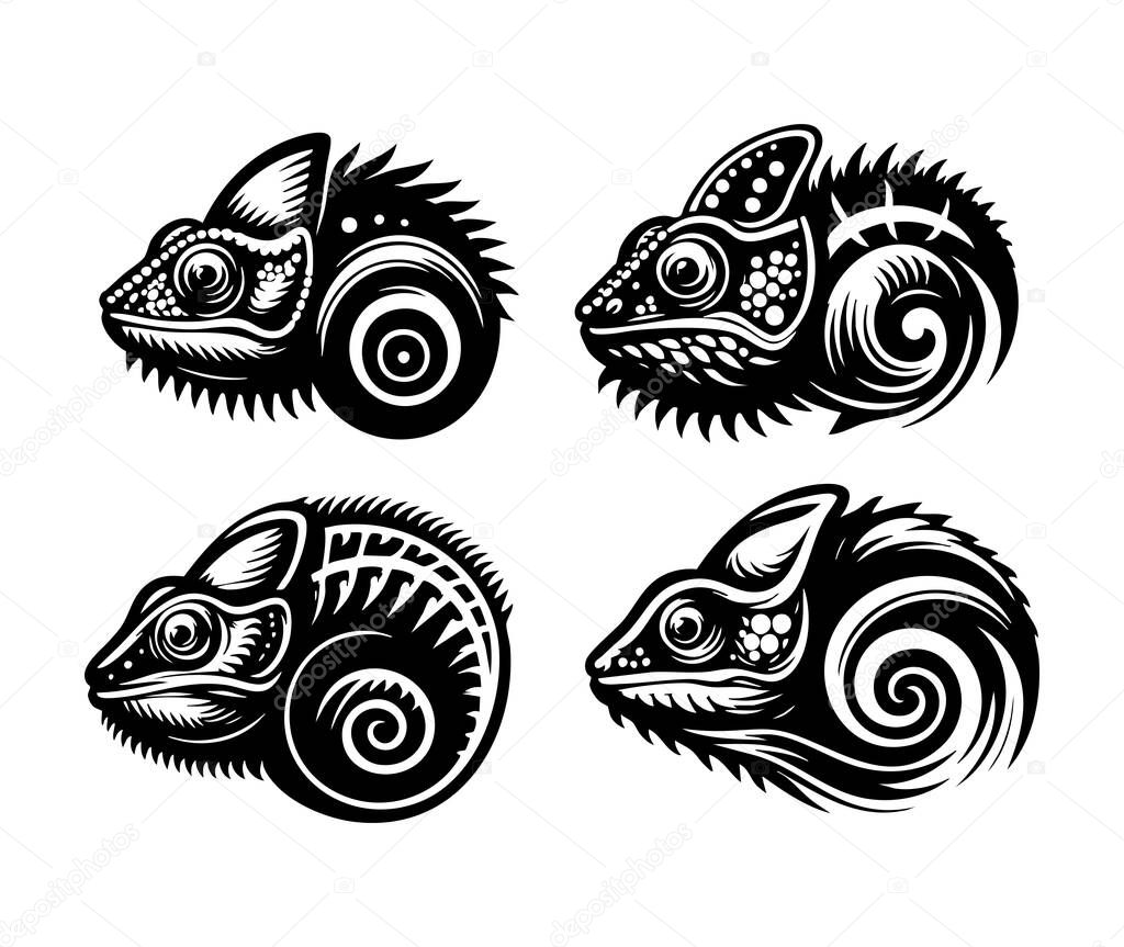 Creative Chameleon Silhouette Vector Artwork