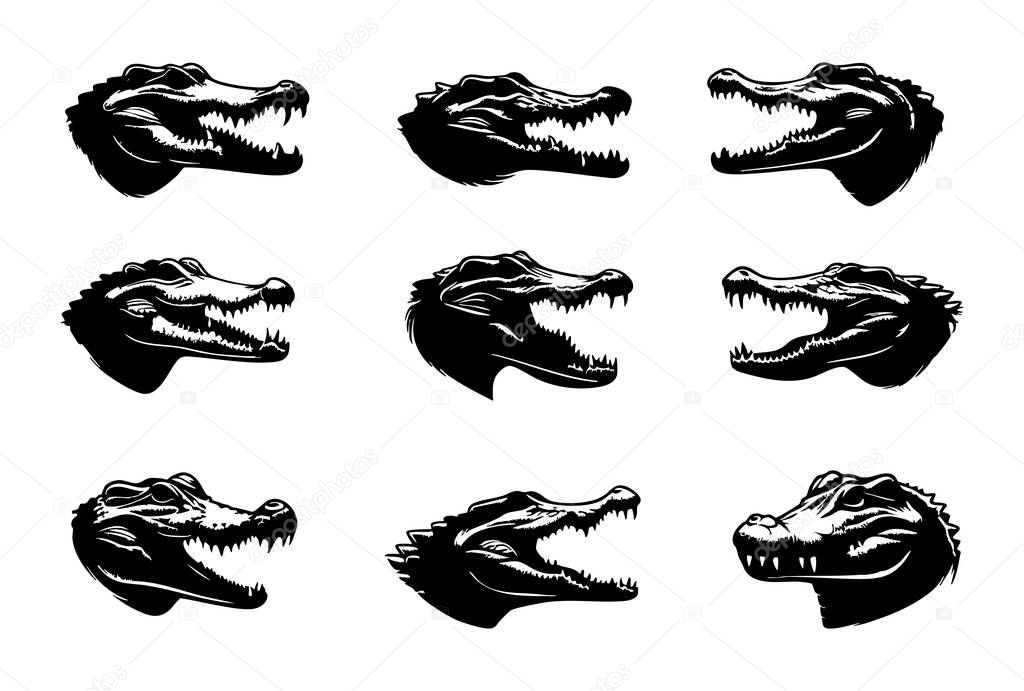 Crocodile Outline Vector Design on White Background