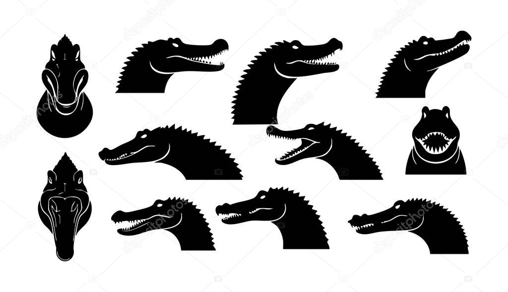 Crocodile Vector Silhouette on White Background