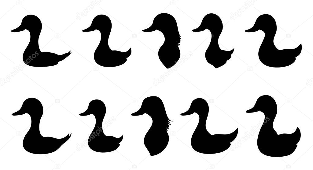 Duck Side View Silhouette Vector