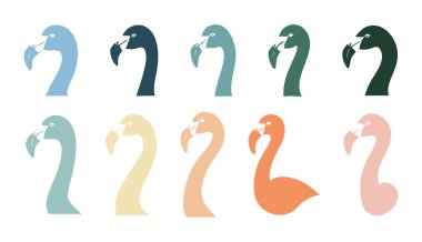 Beyaz Arkaplanda Flamingo Vektör Silueti