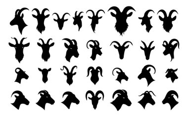 Keçi Vektörü Silueti Beyaz Arkaplanda İzole Edildi, Basit Keçi Silueti Vektör Tasarımı, Keçi Profili Silueti İmajı, Kara Keçi Silüeti Vektör Clipart