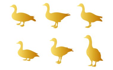Kaz Vektörü Silueti Beyaz Arkaplanda izole edildi. Simple Goose Siluet Vektör Tasarımı. Kaz Uçan Vektör Siluet Çizimi