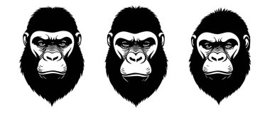 Güçlü Goril Silueti Vektör İllüstrasyonu