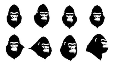 Goril Vektör Silueti Beyaz Arkaplanda İzole Edildi