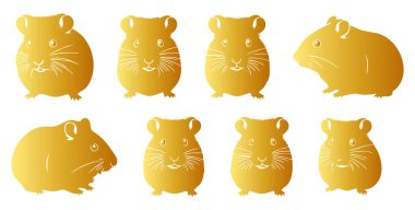 Altın Evcil Hamster Siluet Vektörü İzole Edildi