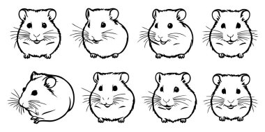 Beyaz Arkaplanda İzole Edilmiş Hamster Vektör Silueti