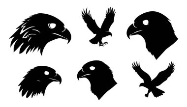 Uçan kuşların siyah siluetleri. Beyaz arkaplanda vektör illüstrasyonu