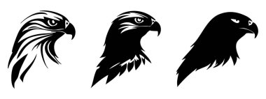 Beyaz arkaplanda siyah kartal baş illüstrasyonu