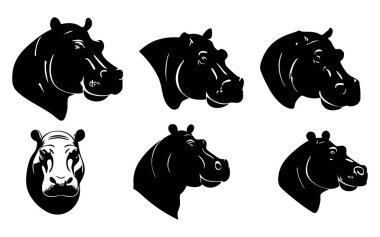 Suaygırı baş siluet vektörü. Hippopotamus baş siluet vektörü beyaz üzerinde izole