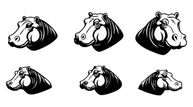 Suaygırı baş siluet vektörü. Hippopotamus baş siluet vektörü beyaz üzerinde izole