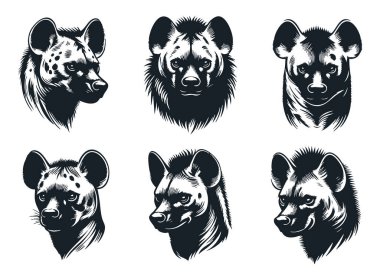 Siyah Sırtlan Başlı Siluet Çizimi