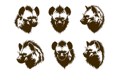 Beyaz Arkaplanda Sırtlan Başı Siluet Vektörü