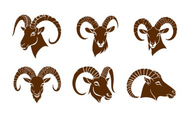 Beyaz Arkaplanda Ibex Baş Vektör Silueti