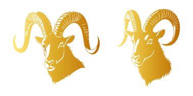 Beyaz Arkaplanda Ibex Baş Vektör Silueti