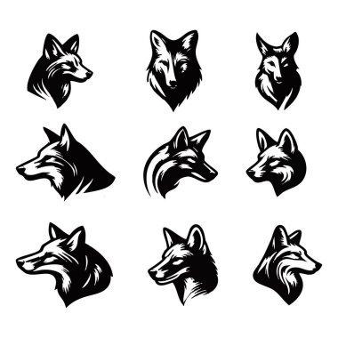  Beyaz Arkaplanda Çakal Baş Vekil Silueti, Vahşi Çakal Yüzlü Siyah Siluet, Çakal Baş Vektör Vahşi Yaşam Tasarımı