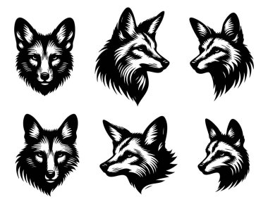  Beyaz Arkaplanda Çakal Baş Vekil Silueti, Vahşi Çakal Yüzlü Siyah Siluet, Çakal Baş Vektör Vahşi Yaşam Tasarımı