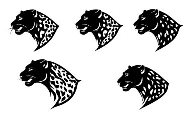 Beyaz Arkaplanda Jaguar Baş Vekil Silueti, Vahşi Jaguar Yüzlü Siyah Vektör İllüstrasyonu, İzole edilmiş Jaguar Baş Silueti Çizimi