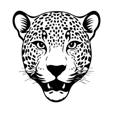Beyaz Arkaplanda Jaguar Baş Vekil Silueti, Vahşi Jaguar Yüzlü Siyah Vektör İllüstrasyonu, İzole edilmiş Jaguar Baş Silueti Çizimi