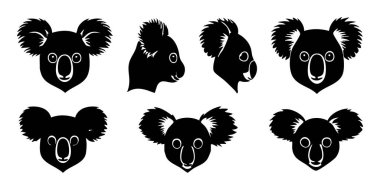 Beyaz Arkaplanda Koala Baş Vektör Silueti