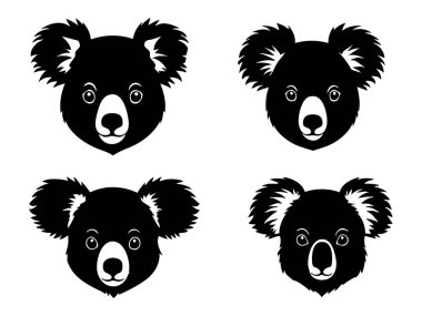 Beyaz Arkaplanda Koala Baş Vektör Silueti