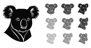 Beyaz Arkaplanda Koala Baş Vektör Silueti