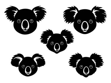 Beyaz Arkaplanda Koala Baş Vektör Silueti