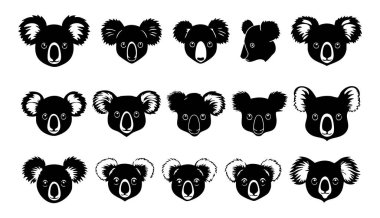 Beyaz Arkaplanda Koala Baş Vektör Silueti