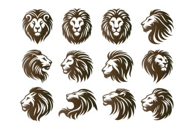 Aslan başı simgelerinin vektör kümesi