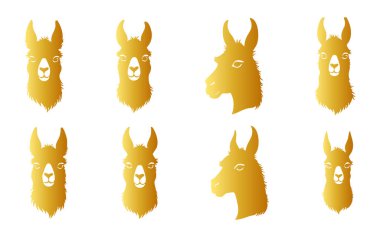 Yaratıcı Çalışmalar İçin Altın Sanatsal Lama Yüzlü Siluet