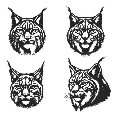 Yaratıcı Projeler İçin Minimalist Lynx Face Silueti